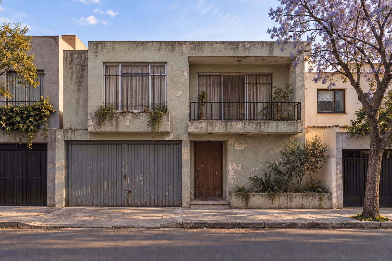Concepto de una casa de dos niveles en Del Valle antes de renovar su fachada